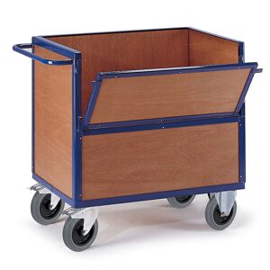Rollcart Holzkastenwagen halb geklappt und vergittert mit Deckel 1165x765mm Rollcart
