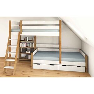 Dahlhaus Etagenbett Stockholm 5 – verschiebbar für Dachschräge – zweifarbig – Kiefer – H 190 cm Dahlhaus